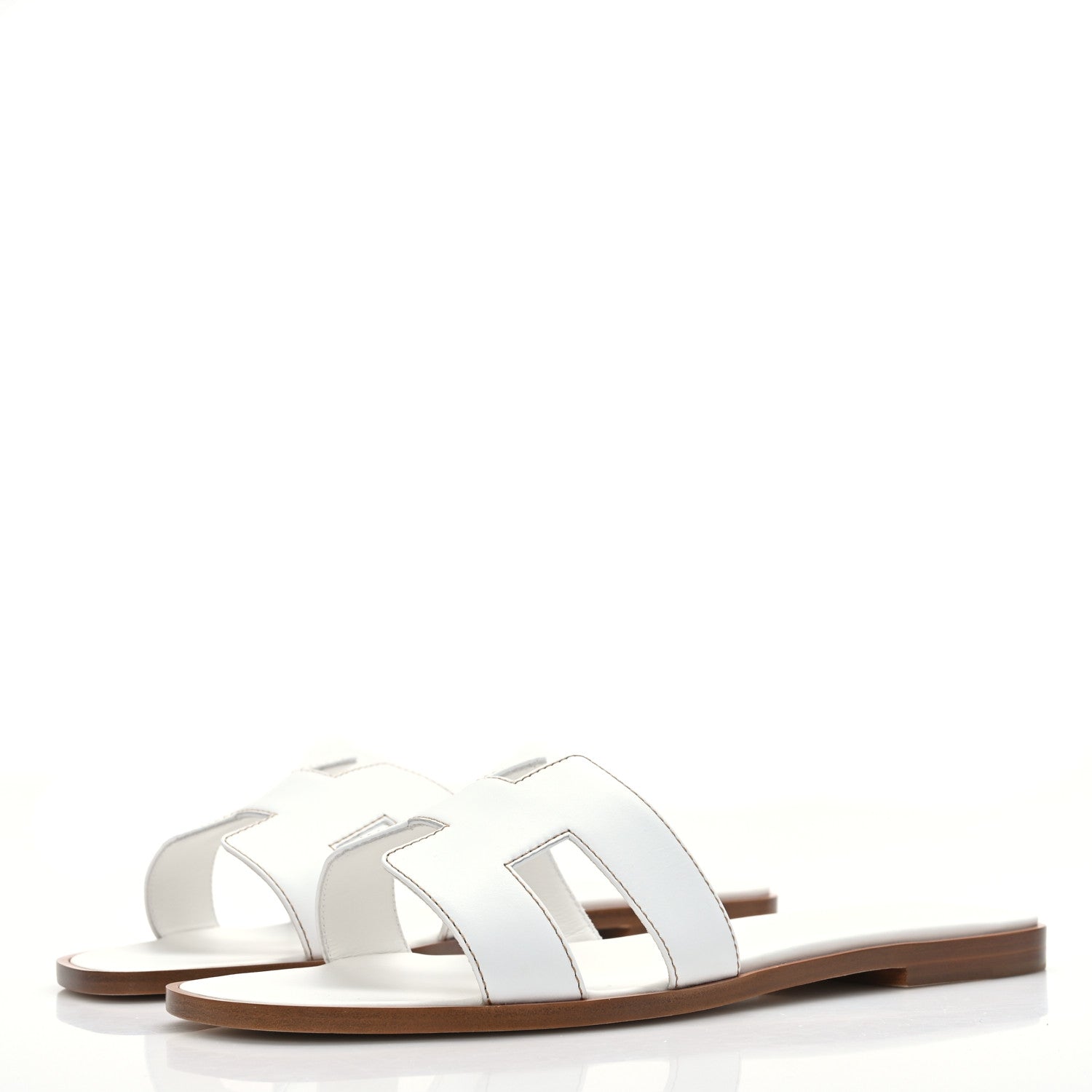 Hermes Box Calfskin Oran Sandals 39 White 3 of 9