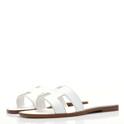 Hermes Box Calfskin Oran Sandals 39 White 3 of 9