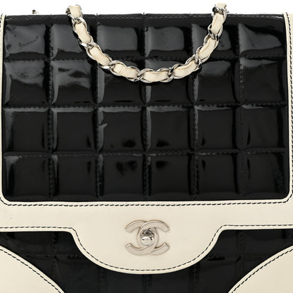 Chanel Lambskin Patent Chocolate Bar Flap Black White 8 of 12