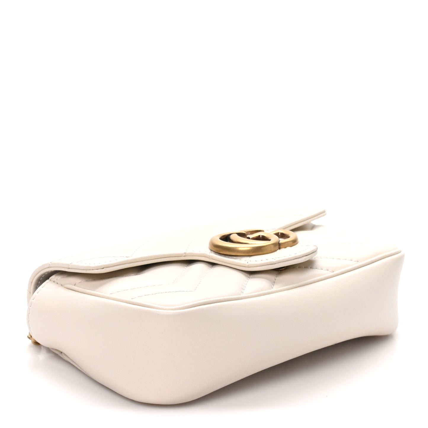Calfskin Matelasse Super Mini GG Marmont Shoulder Bag White