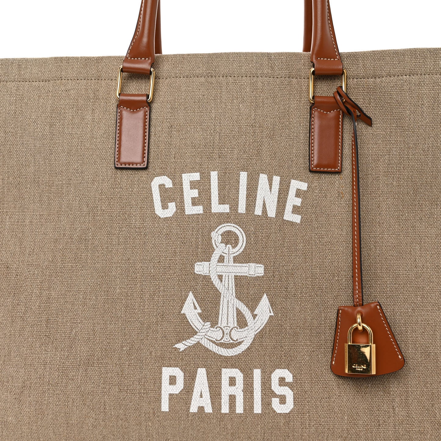 Canvas Calfskin Paris Horizontal Cabas Tan