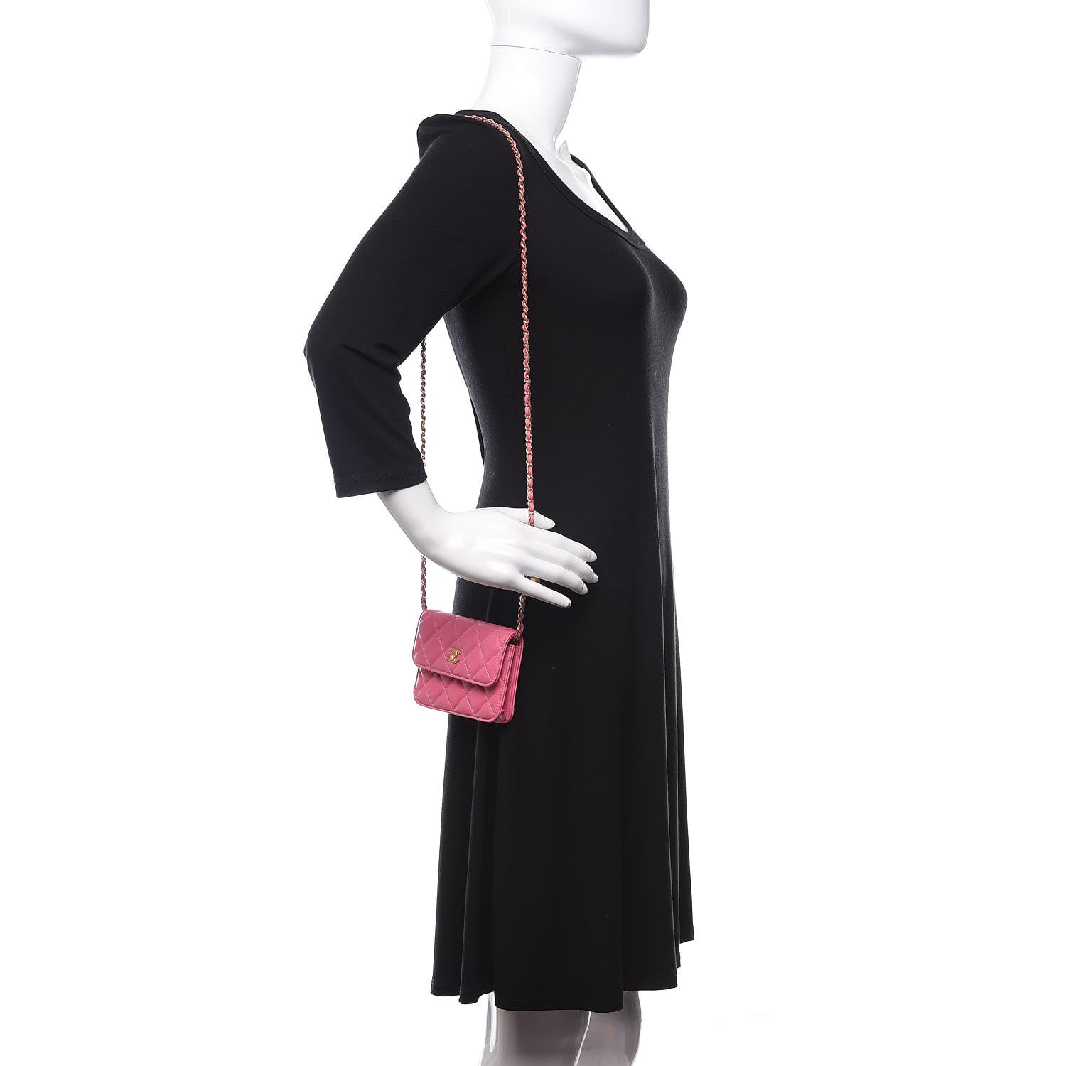 Chanel Lambskin Quilted Pearl Crush Clutch With Chain Pink 3 of 10