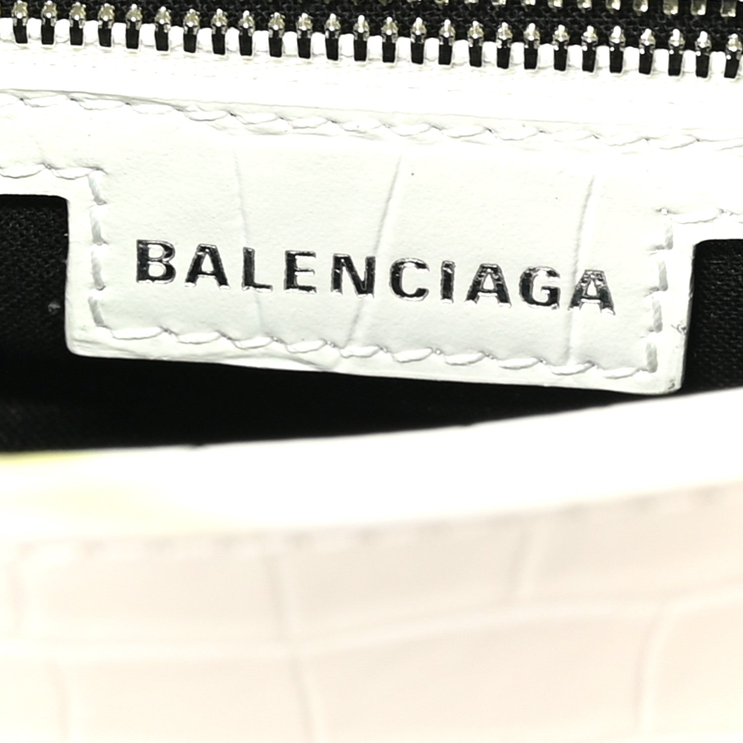 Balenciaga Calfskin Crocodile Embossed Small Lindsay Shoulder Bag Optic White 6 of 10