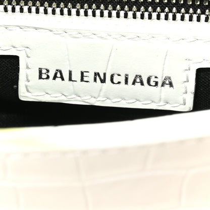 Balenciaga Calfskin Crocodile Embossed Small Lindsay Shoulder Bag Optic White 6 of 10