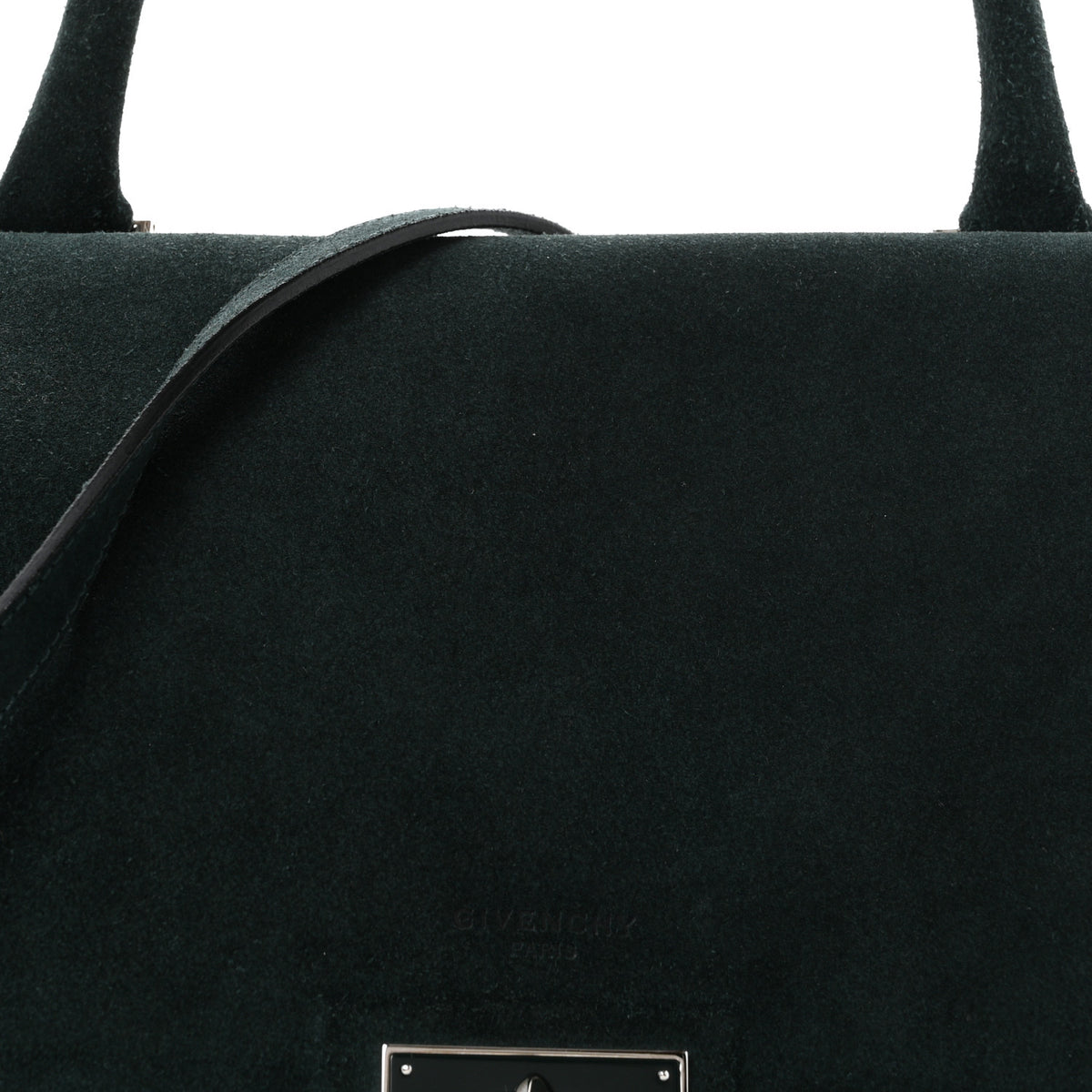 Suede Small Shark Lock Satchel Green