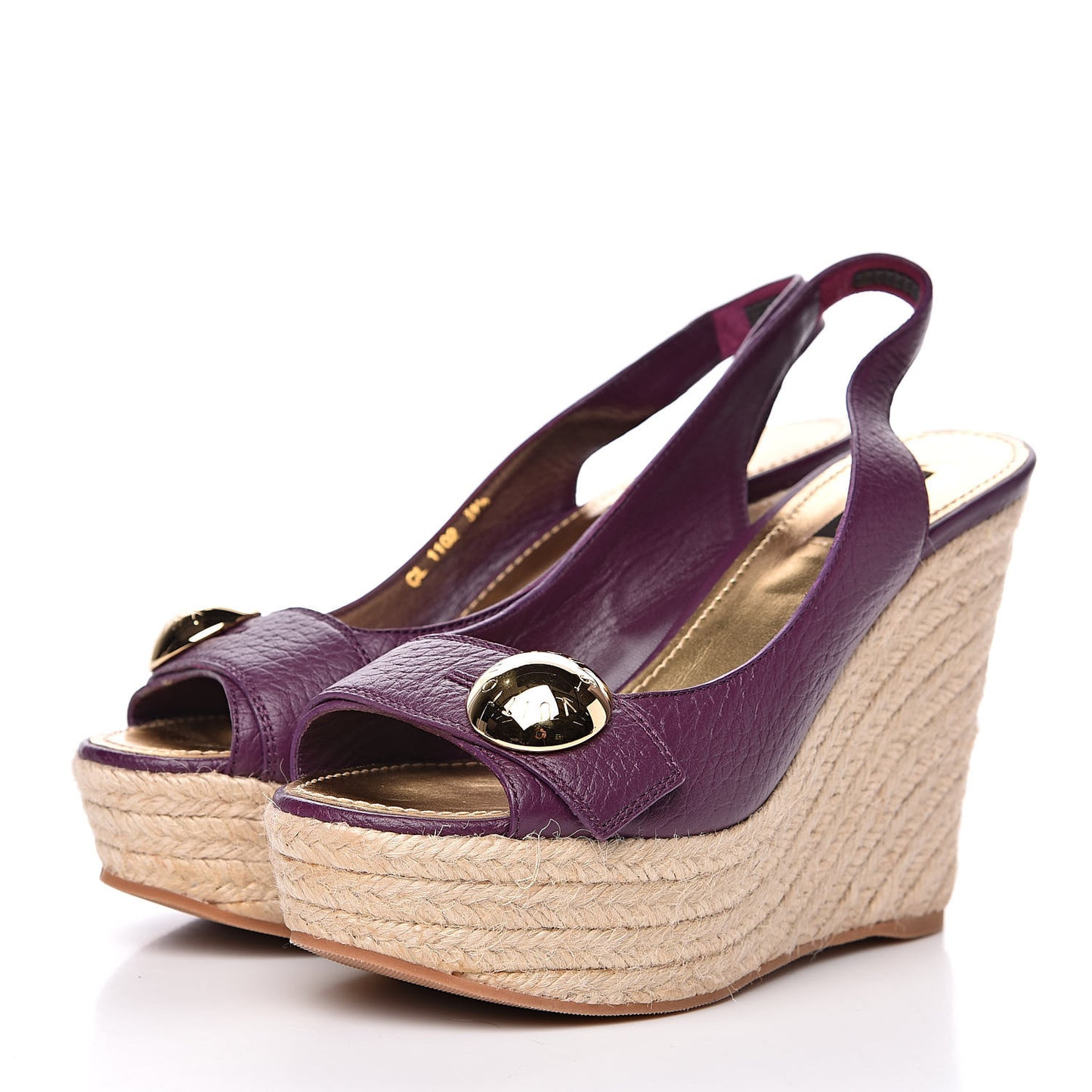 Grained Calfskin Espadrille Santal Wedges 39.5 Purple