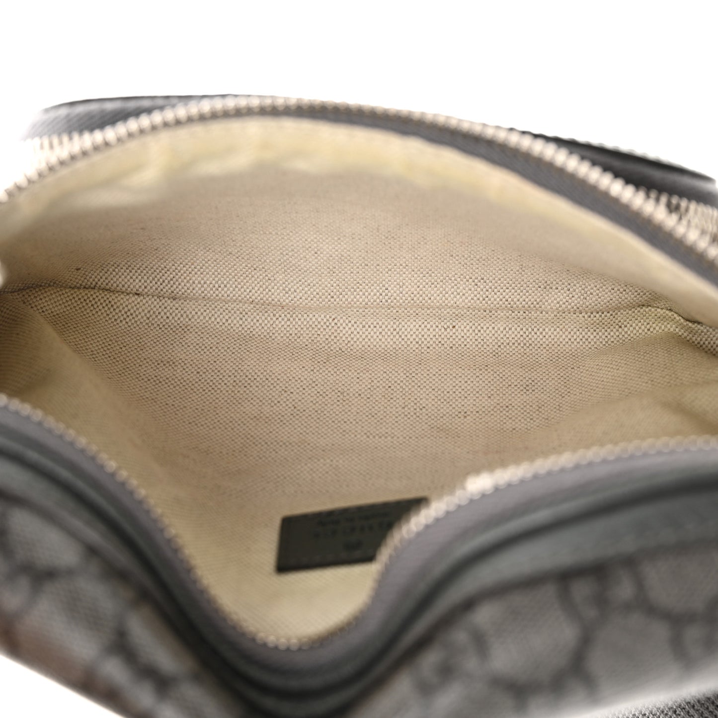 GG Supreme Monogram Textured Dollar Calfskin Ophidia Belt Bag Grey Black Graphite Grey