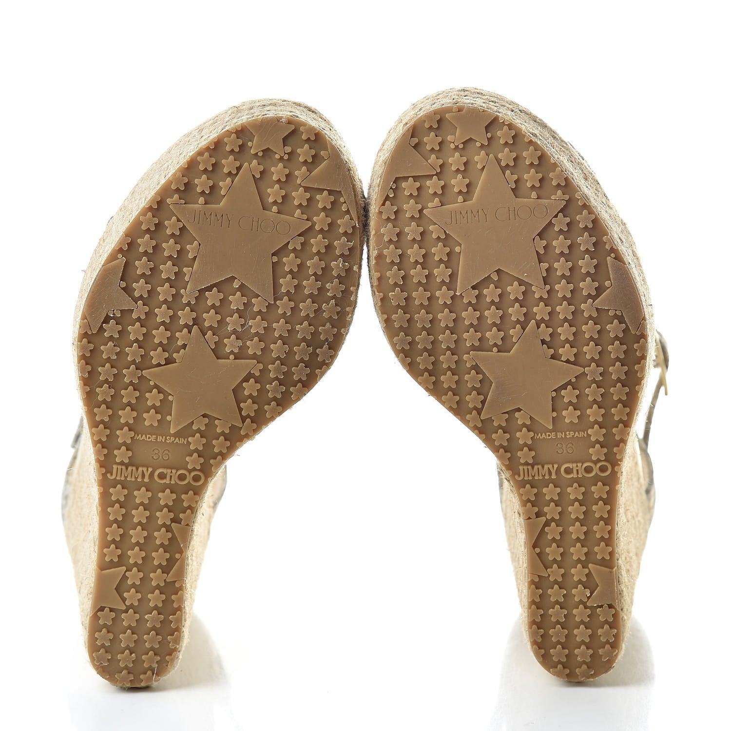 Jimmy Choo Metallic Printed Suede Pallis Wedge Sandals 36 Light Kaki 5 of 9