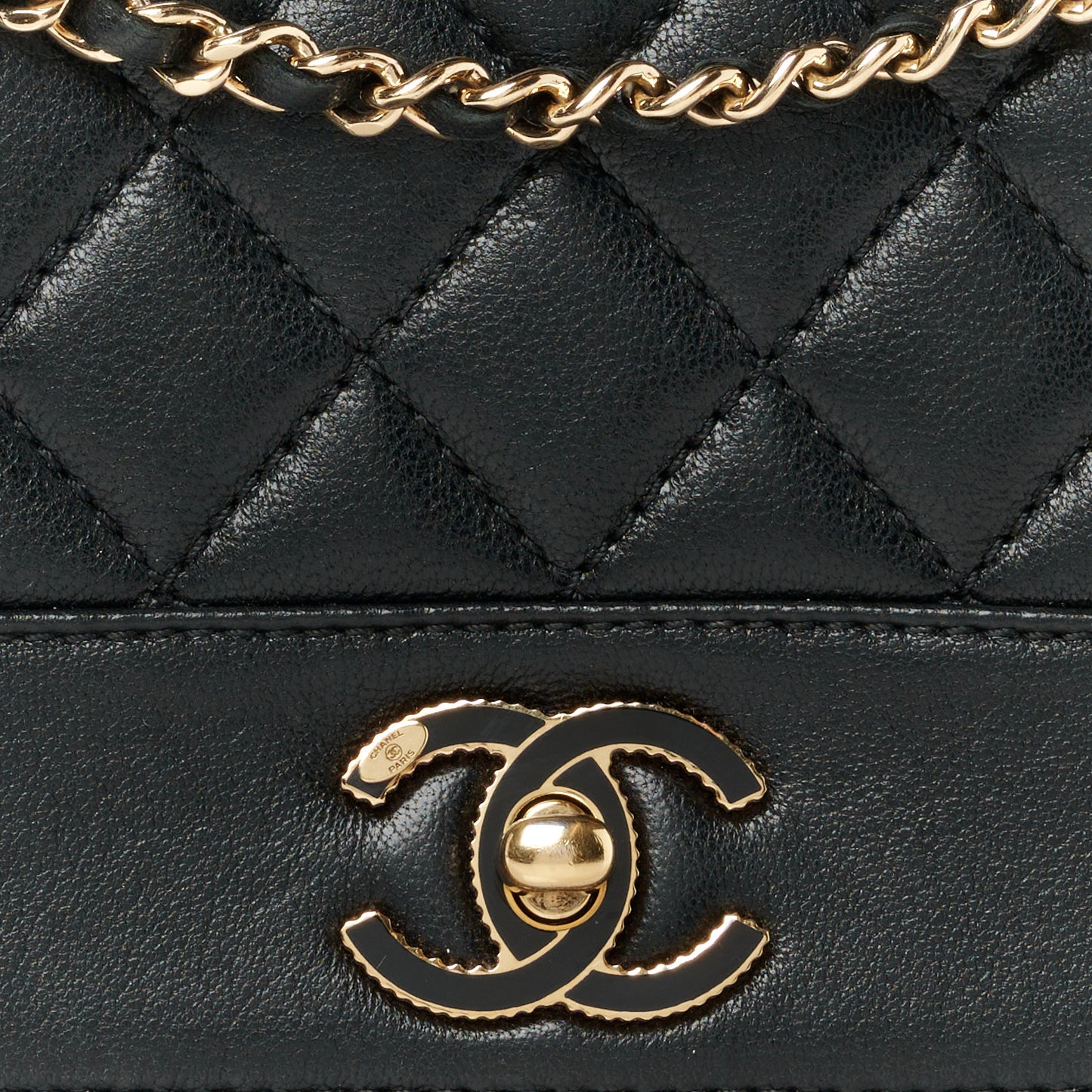 Sheepskin Quilted Small Vintage Mademoiselle Flap Black