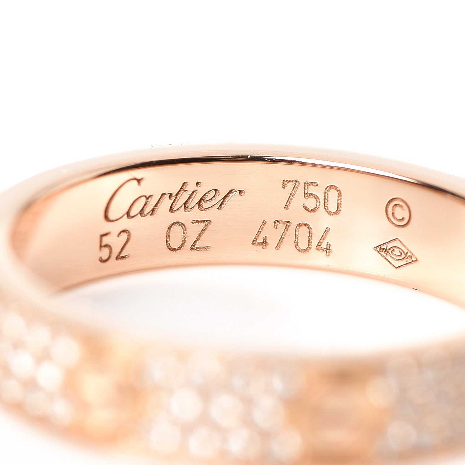 Cartier 18K Pink Gold Diamond 4mm LOVE Wedding Paved Band Ring 52 6 4 of 4