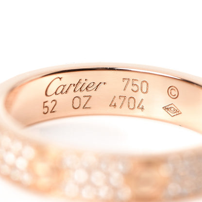 Cartier 18K Pink Gold Diamond 4mm LOVE Wedding Paved Band Ring 52 6 4 of 4