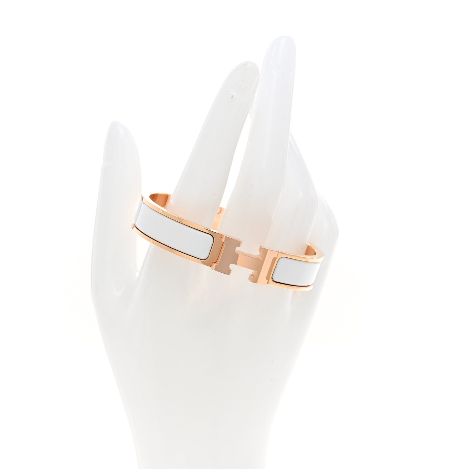 Hermes Enamel Narrow Clic Clac H Bracelet GM White 2 of 5