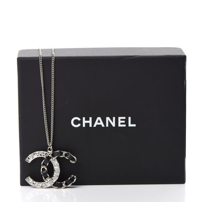 Chanel Lambskin Baguette Crystal CC Necklace Black Silver 6 of 6