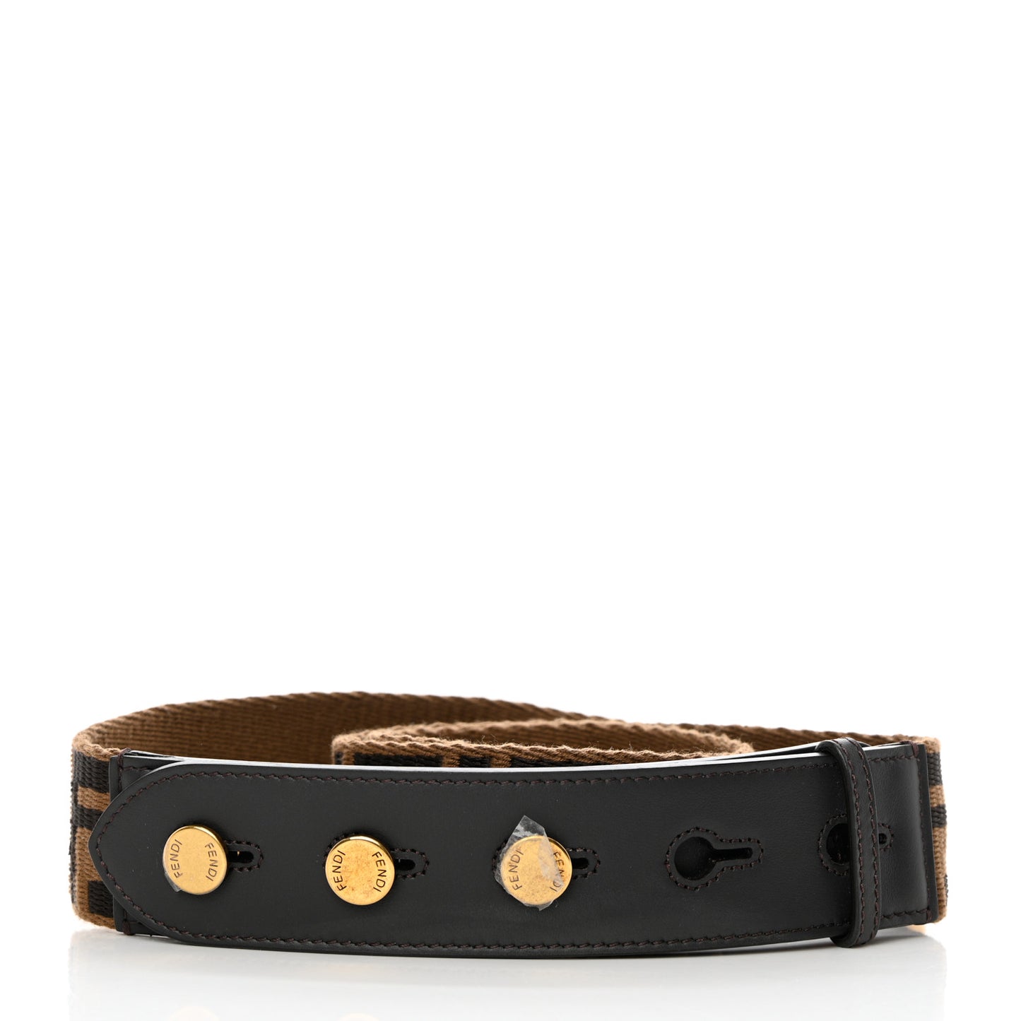 Ribbon Vitello Century FF 1974 Flat Studded Strap You Fango Marrone Ebano
