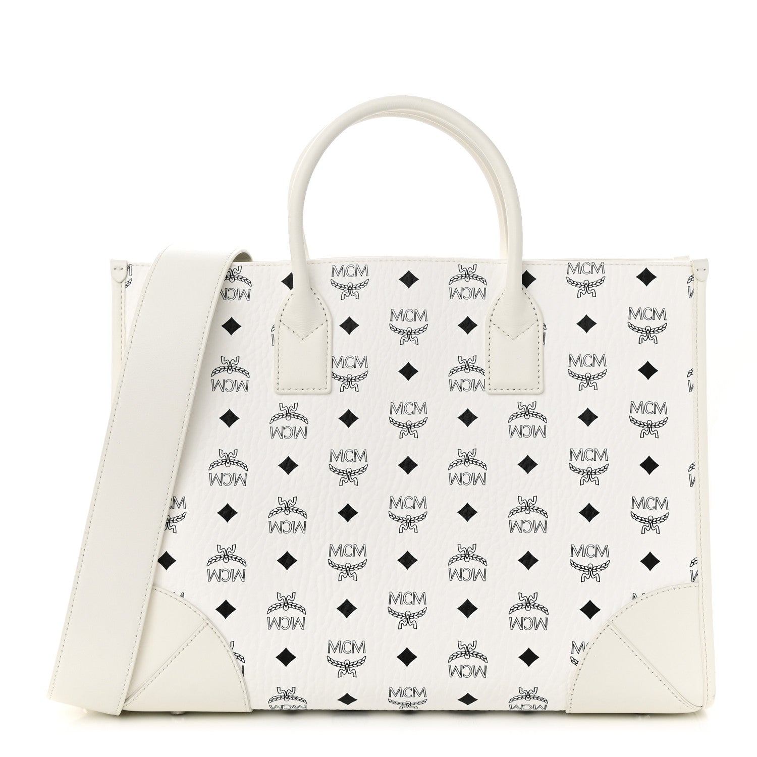 MCM Visetos Large Munchen Tote White 3 of 11