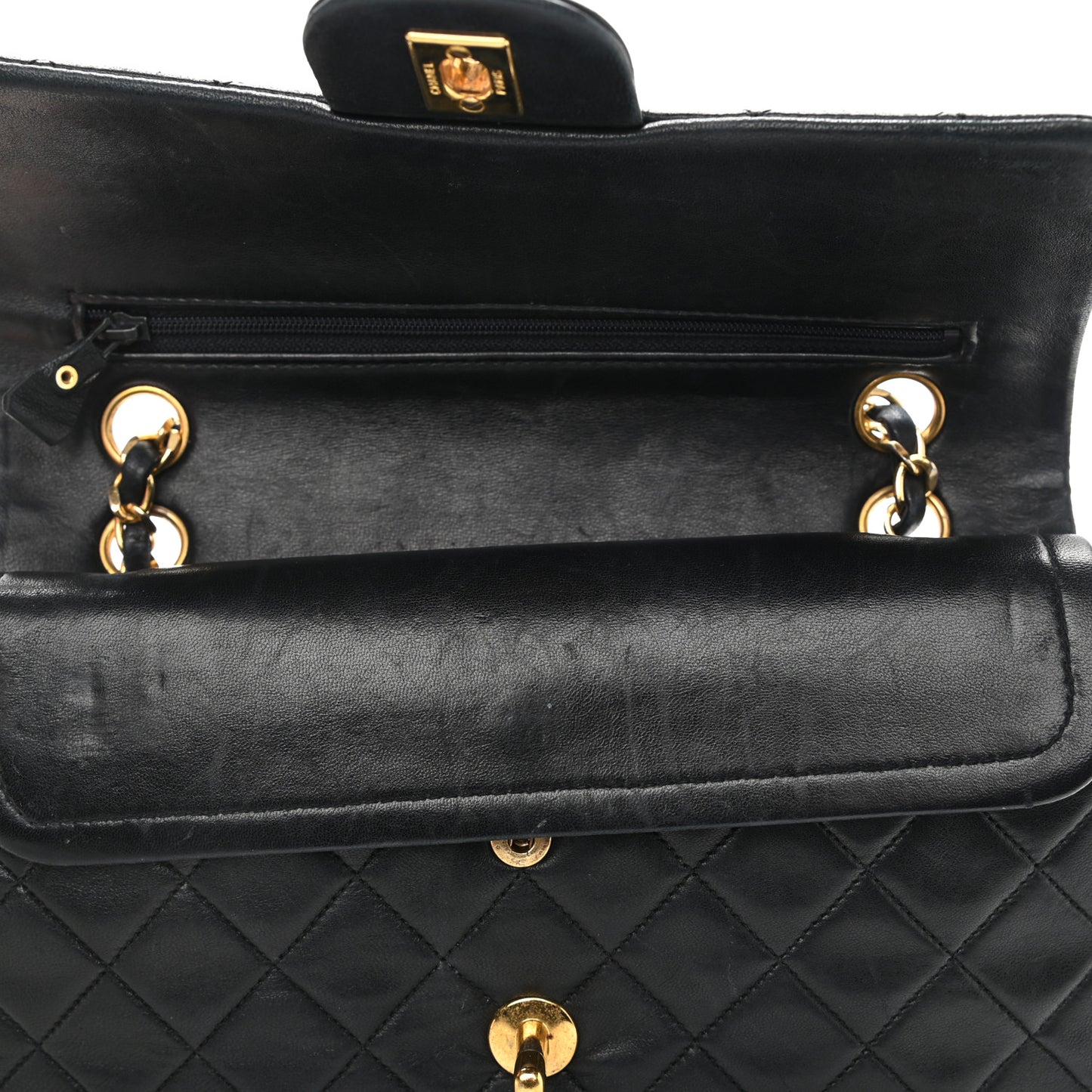 Lambskin Quilted Small Double Flap Black