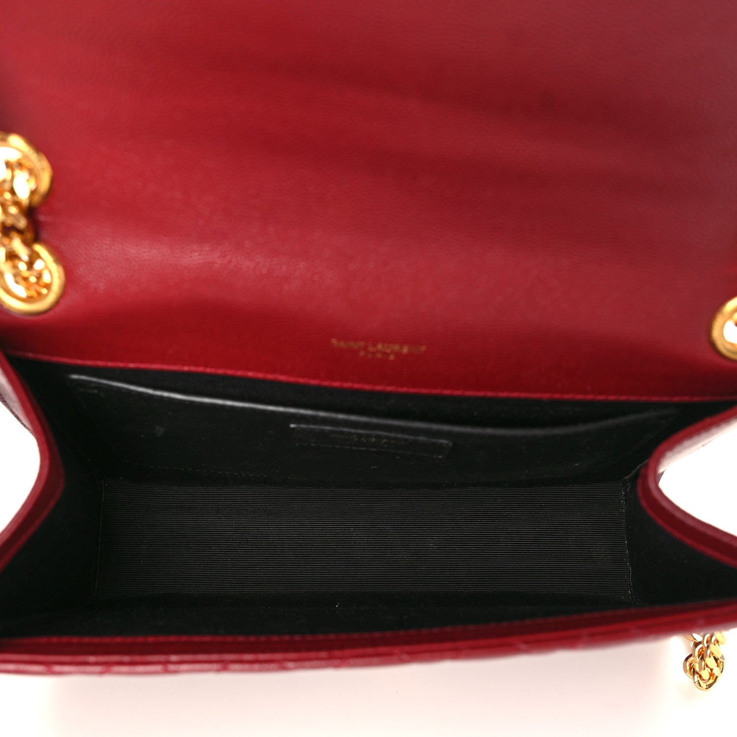 Saint Laurent Grain De Poudre Textured Mixed Matelasse Triquilt Medium Monogram Satchel Oxblood 4 of 8