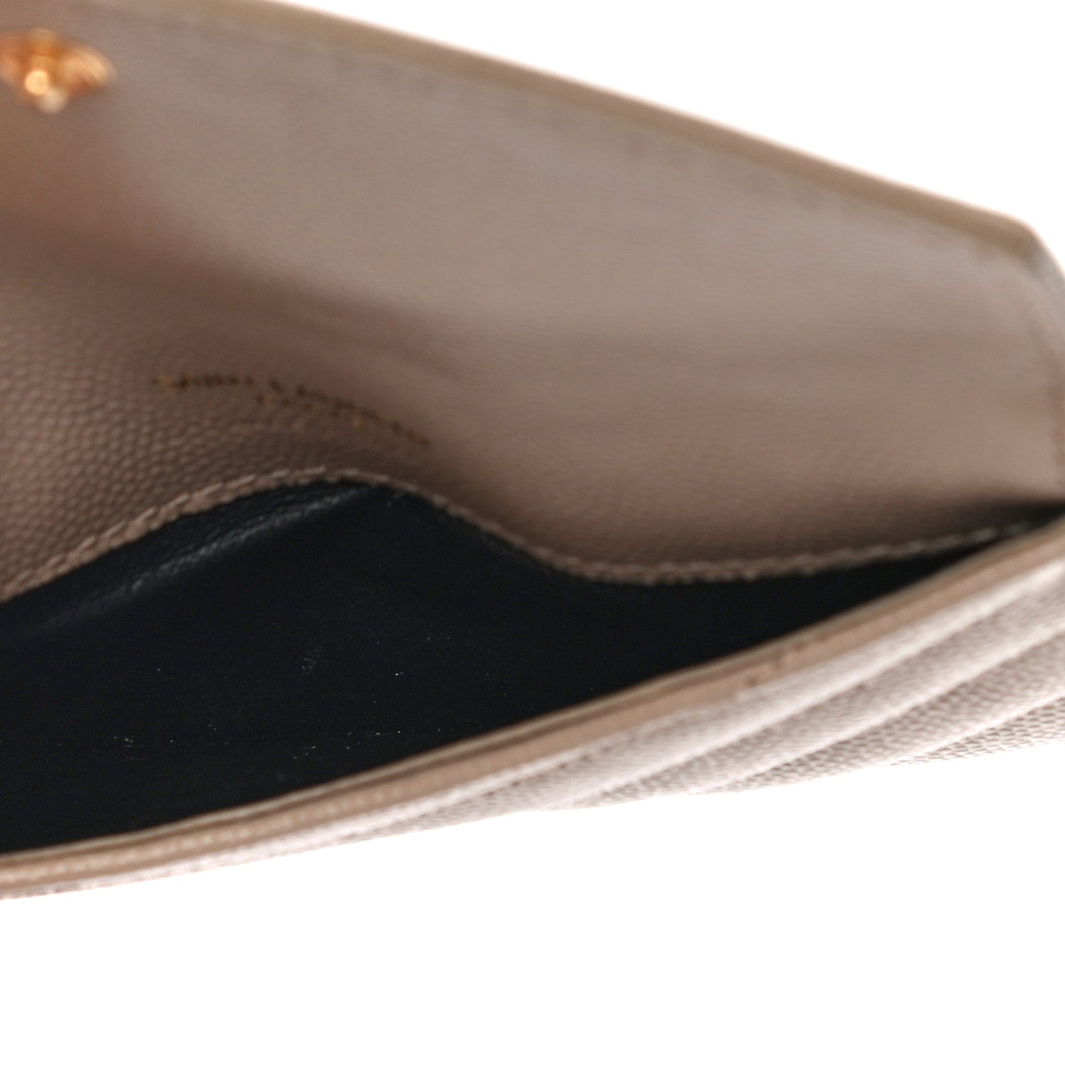 Saint Laurent Grain De Poudre Matelasse Chevron Monogram Compact Wallet Case Dark Beige 5 of 9