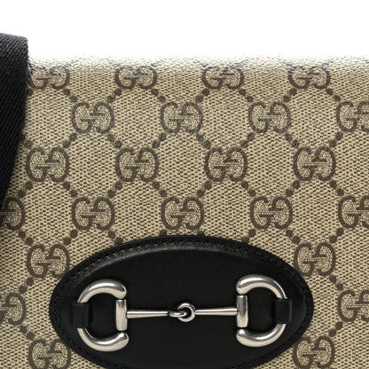 Gucci GG Supreme Monogram Mini Horsebit 1955 Shoulder Bag Beige Ebony Black 8 of 10