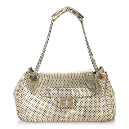 Chanel Metallic Calfskin Perforated Large Drill Accordion Flap Gold 1 of 16