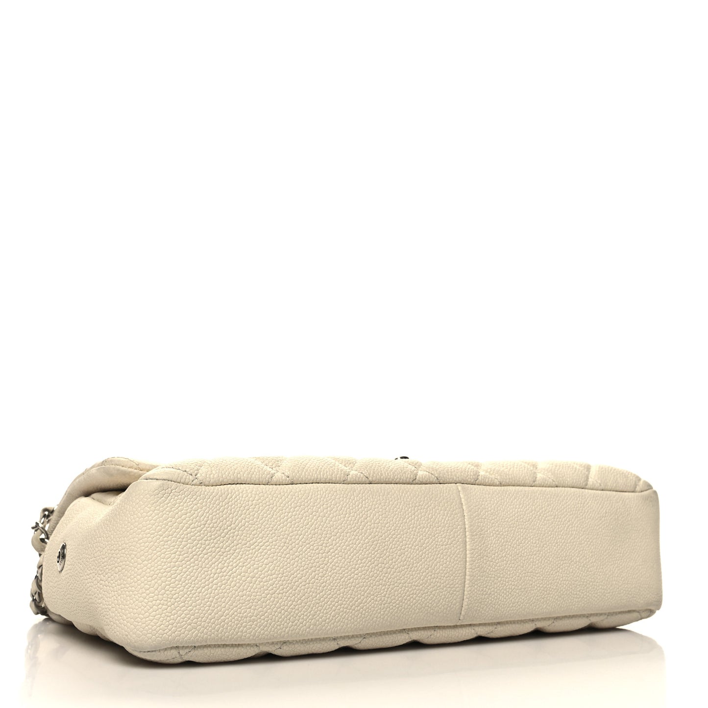 Caviar Quilted Jumbo Easy Flap Dark White