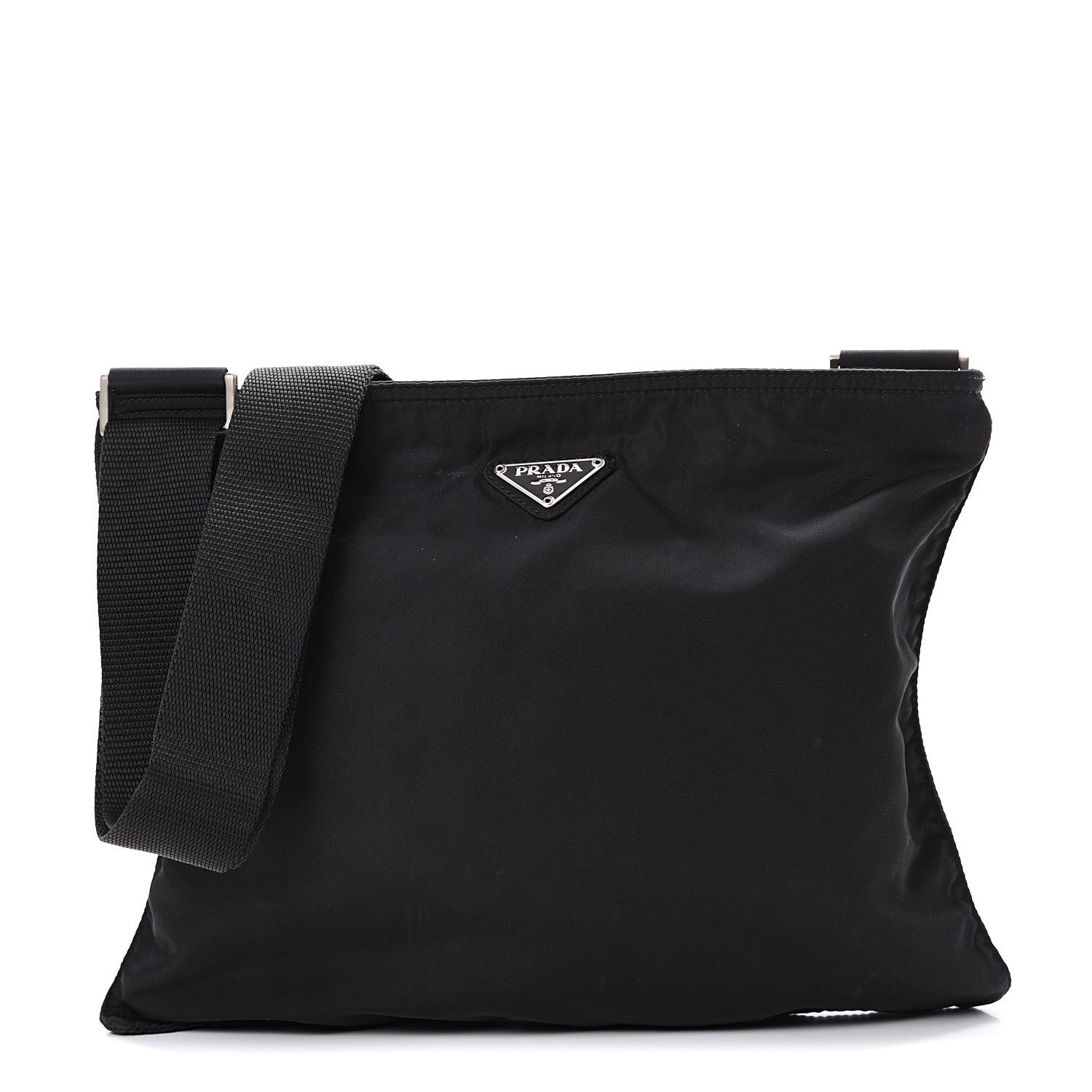 Prada Nylon Flat Messenger Bag Black 1 of 9