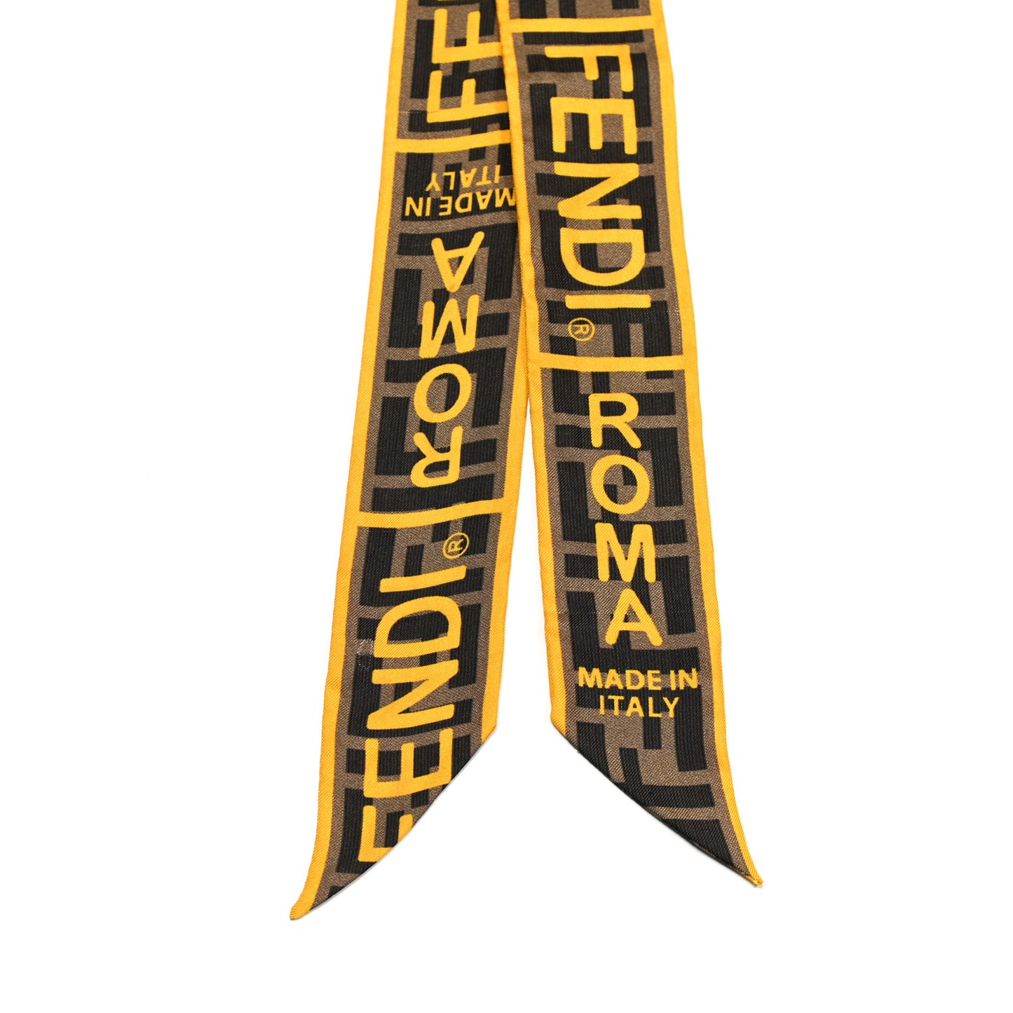 Silk FF 1974 Roma Logo Wrappy Scarf Tobacco Yellow