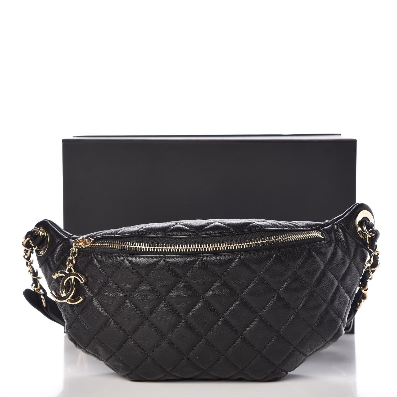 Chanel Calfskin Quilted Banane Waist Bag Fanny Pack Black 10 of 10