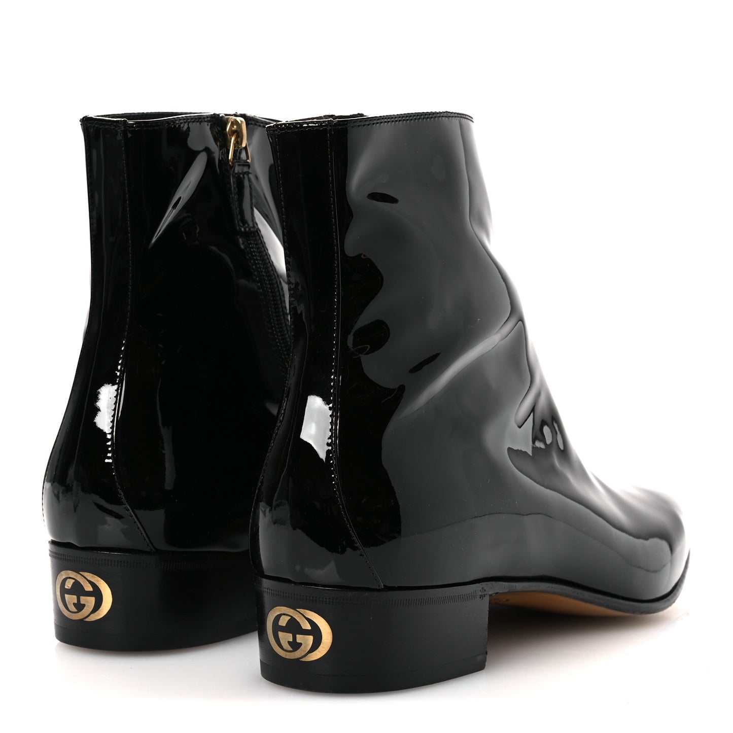 Patent Calfskin GG Lois Bee Men's Ankle Booties 13 Black
