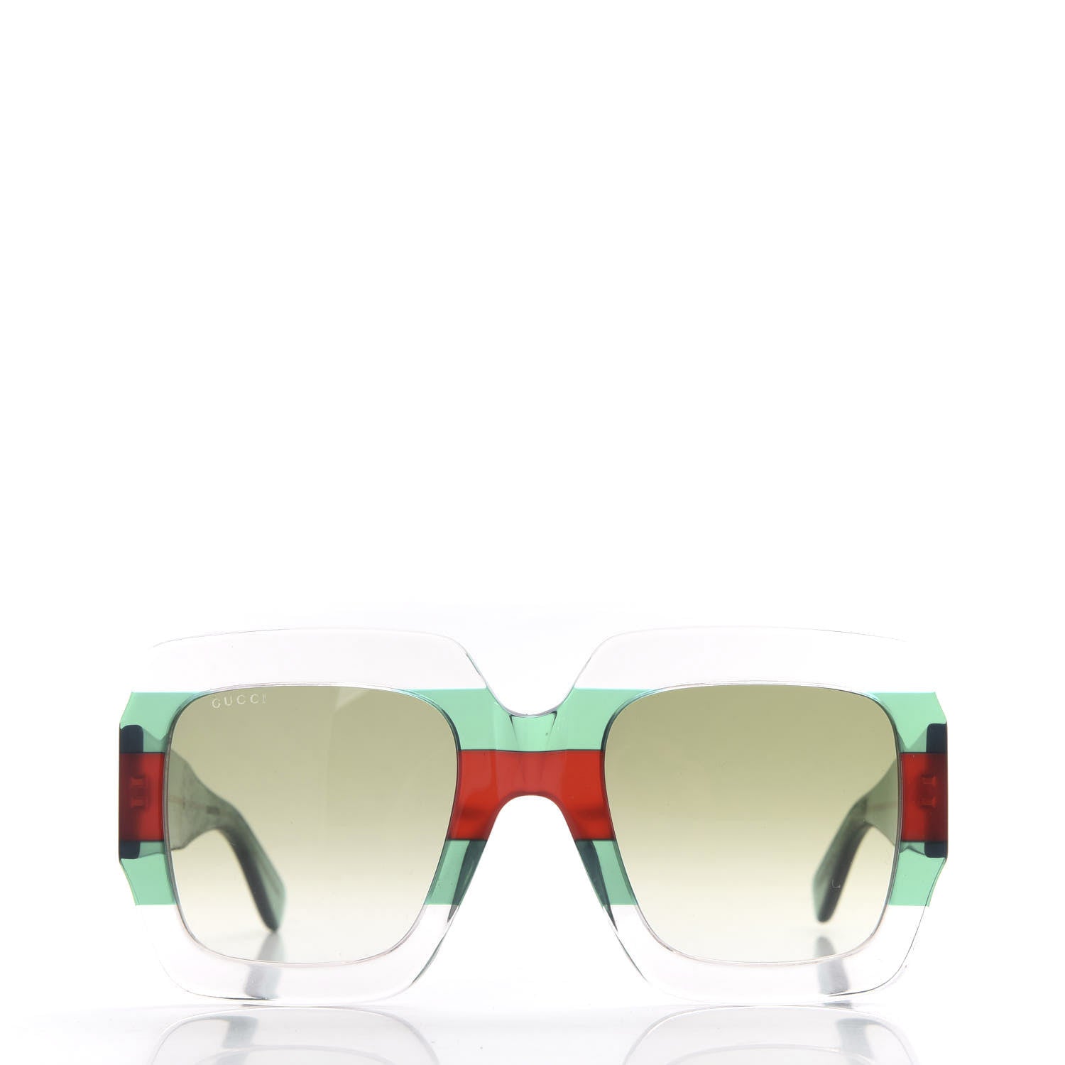Gucci Square Web Frame GG0178S Sunglasses Green Red 2 of 8