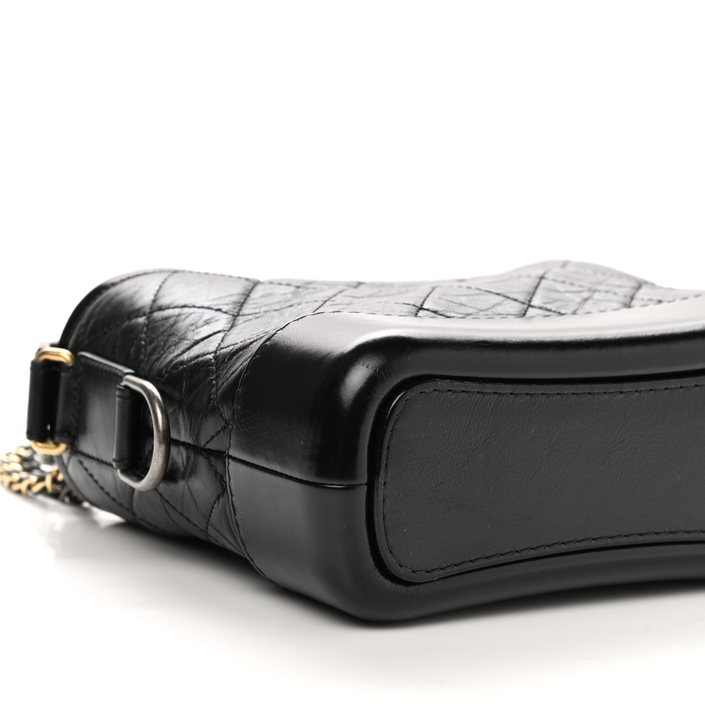 Aged Calfskin Quilted Small Gabrielle Hobo Black