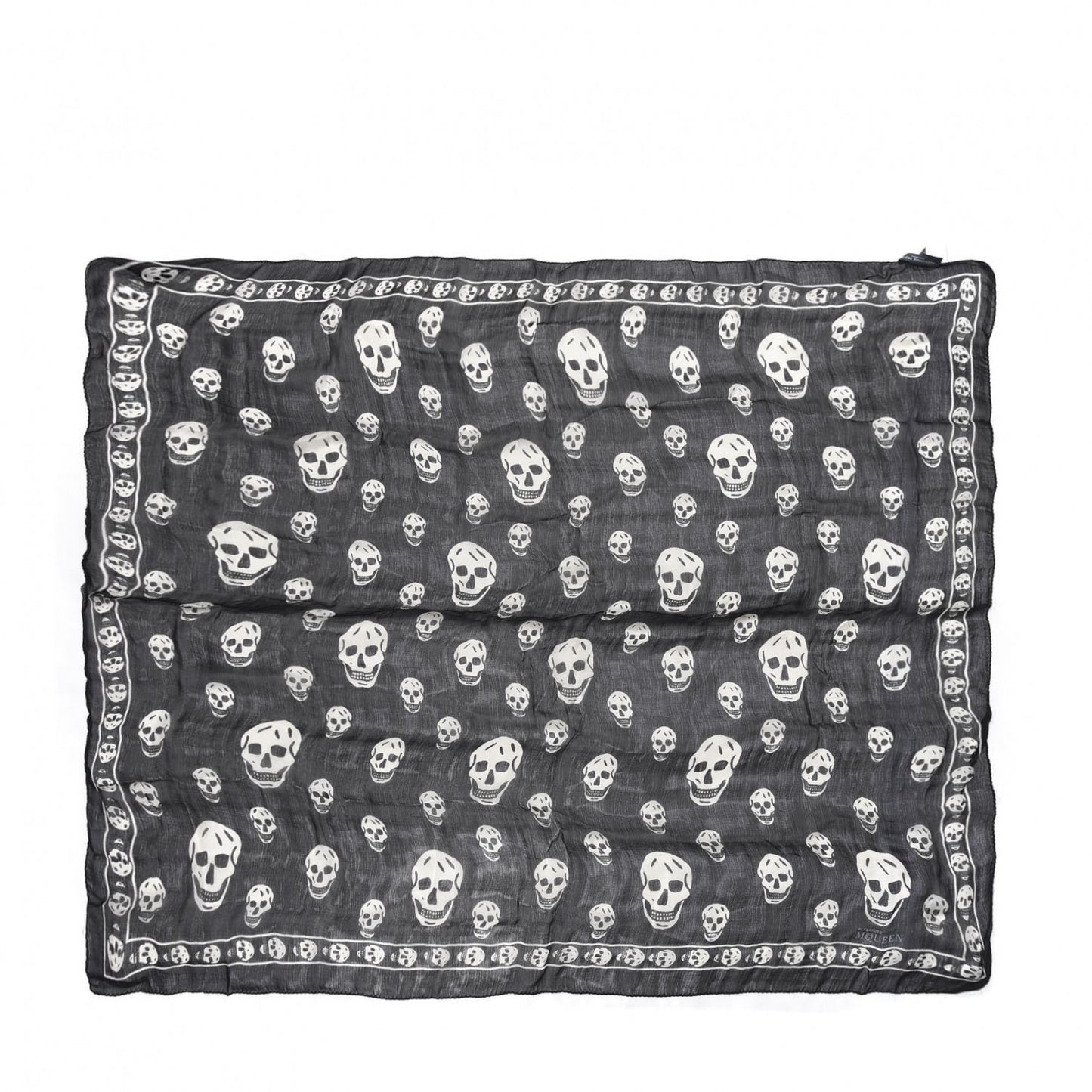Modal Silk Skull Scarf Black White
