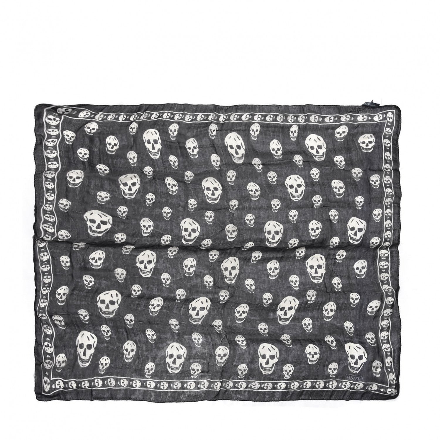 Alexander McQueen Modal Silk Skull Scarf Black White 1 of 6