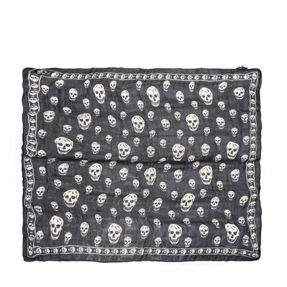 Alexander McQueen Modal Silk Skull Scarf Black White 1 of 6