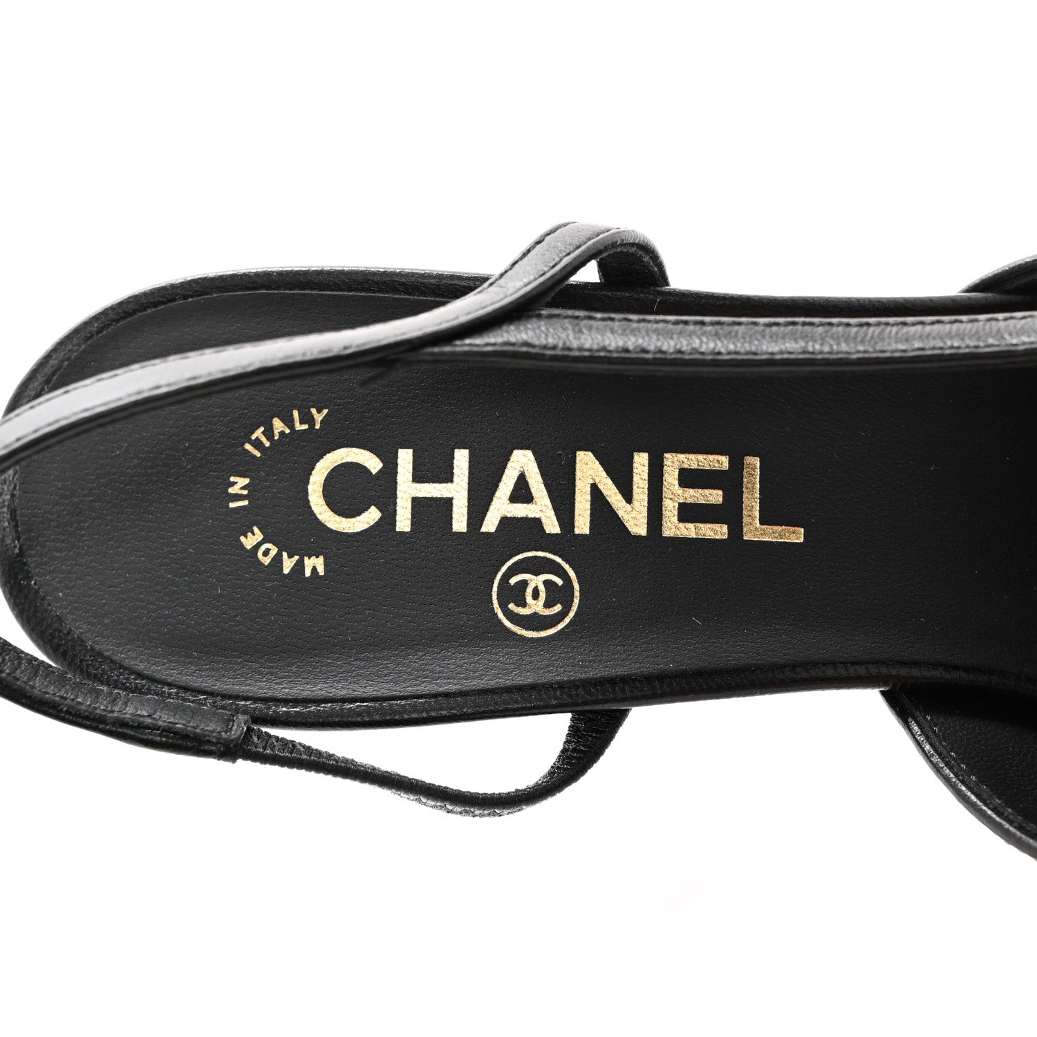 Chanel Lambskin Grosgrain Cap Toe CC Slingback Pumps 37 Black 6 of 9