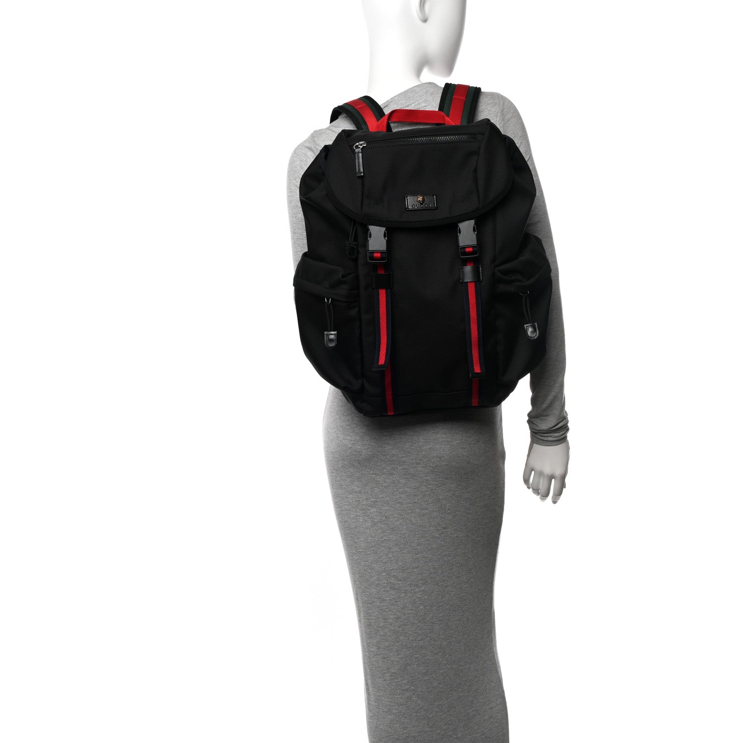 Gucci Techno Canvas Web Double Buckle Backpack Black 2 of 10