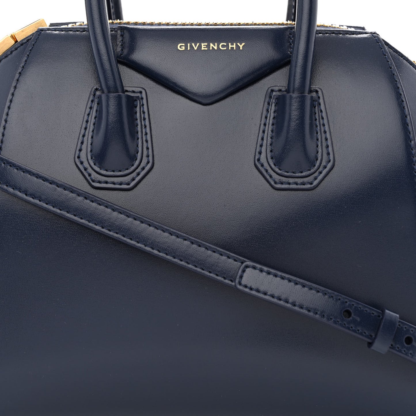 Shiny Lord Calfskin Mini Antigona Navy
