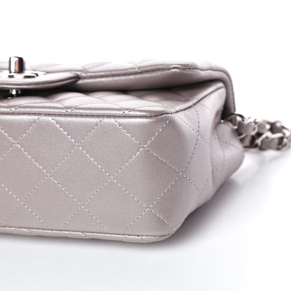 Chanel Metallic Lambskin Quilted Mini Rectangular Flap Light Silver 9 of 10
