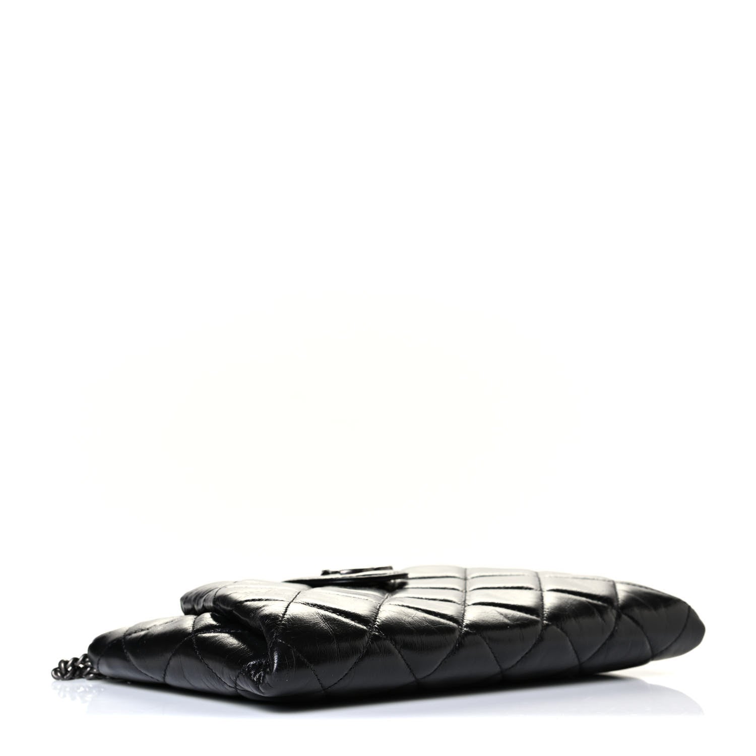 Chanel Glazed Calfskin Quilted Coco Pleats Chain Clutch Black 3 of 8