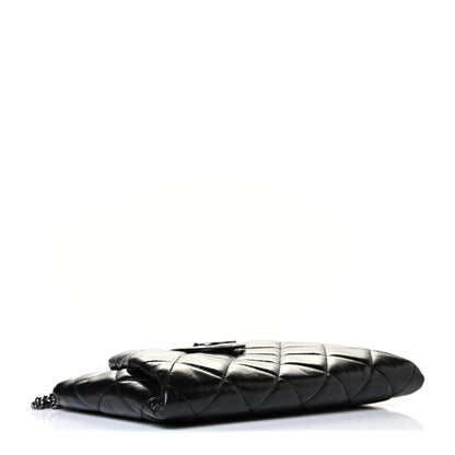 Chanel Glazed Calfskin Quilted Coco Pleats Chain Clutch Black 3 of 8
