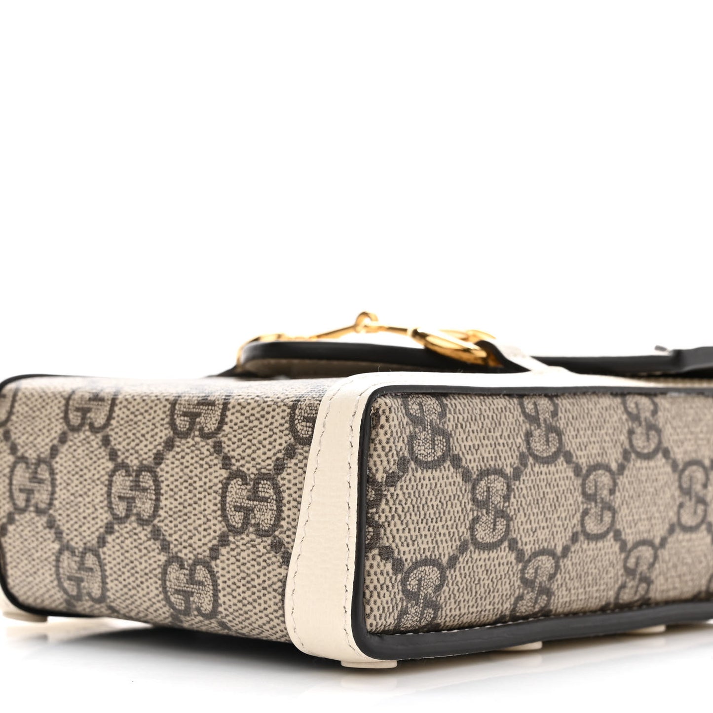 GG Supreme Monogram Azalea Calfskin Mini Horsebit 1955 Crossbody Bag Beige Ebony Mystic White