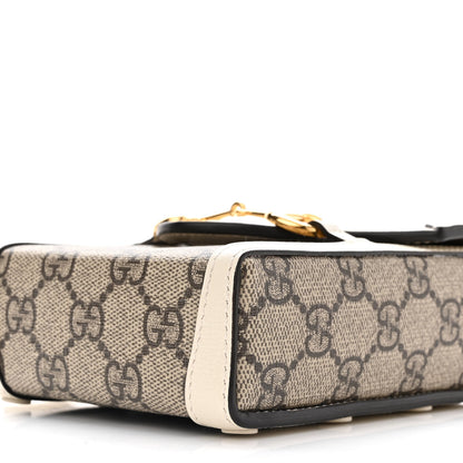 Gucci GG Supreme Monogram Azalea Calfskin Mini Horsebit 1955 Crossbody Bag Beige Ebony Mystic White 10 of 11