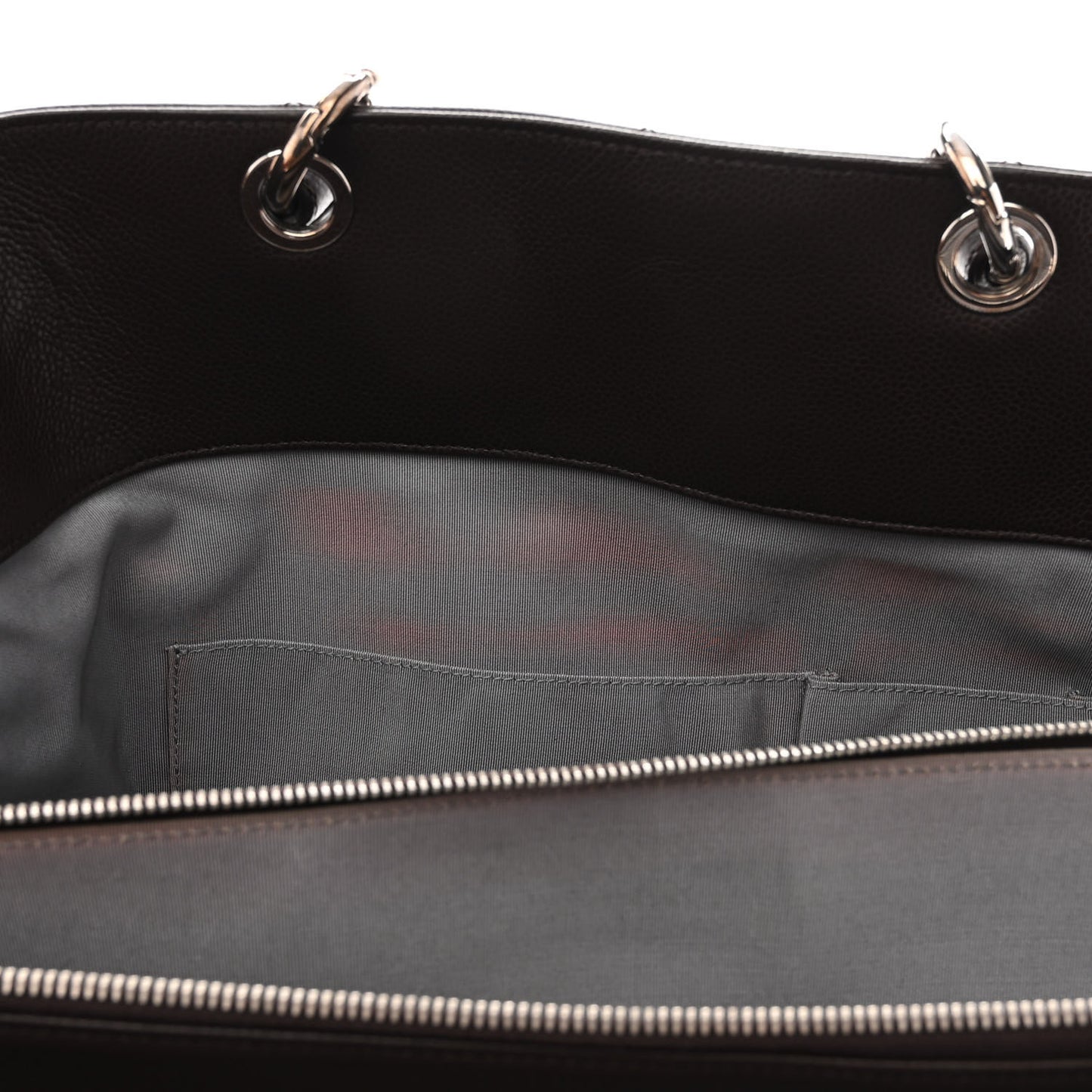 Soft Caviar Quilted Large CC Timeless Tote Dark Brown