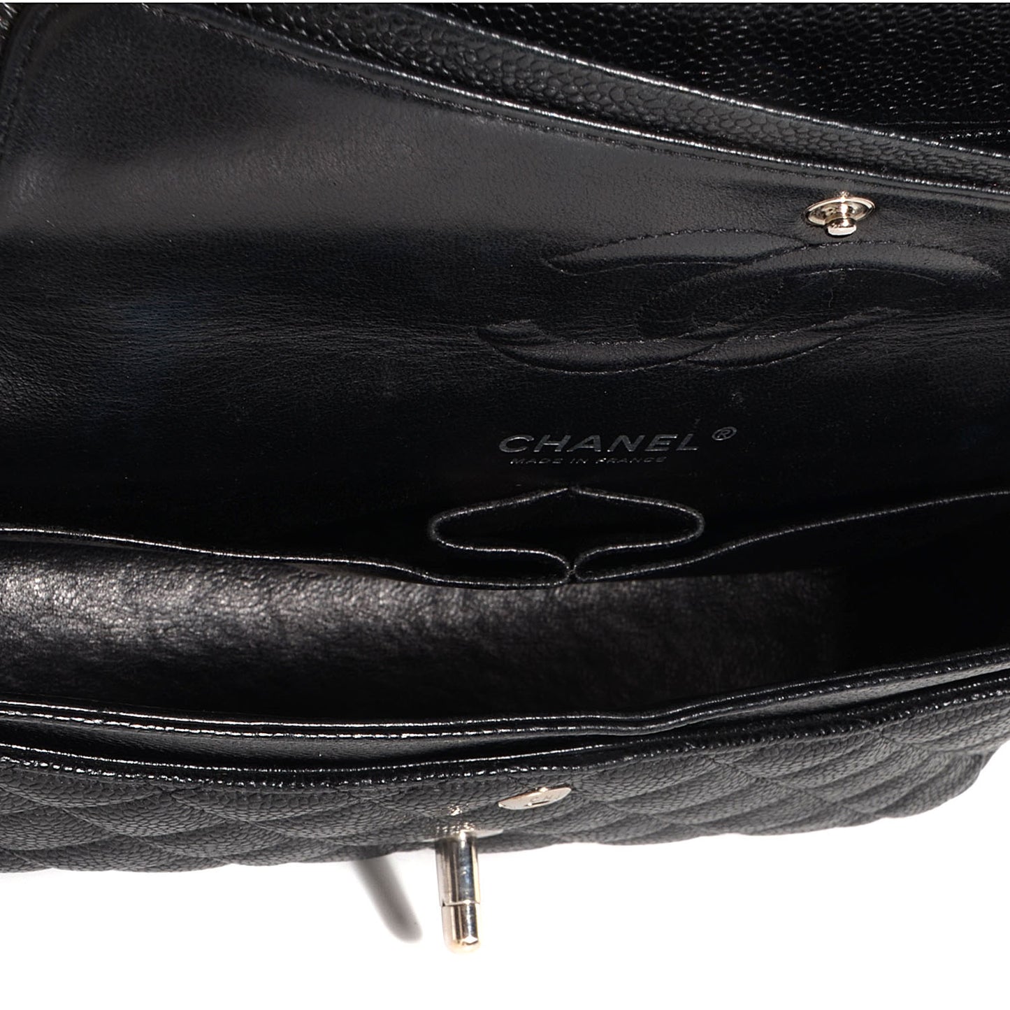 Caviar Quilted Medium Double Flap Black