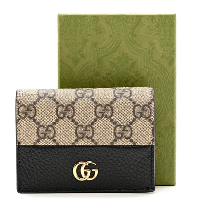 Gucci Dollar Calfskin GG Supreme Monogram GG Marmont Card Case Black Beige Ebony 8 of 8