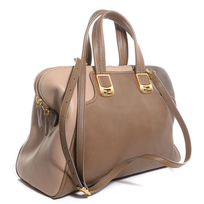 Fendi Capra Vitello Saddle Colorblock Large Chameleon Tote Grigio Pietra Fango 4 of 10