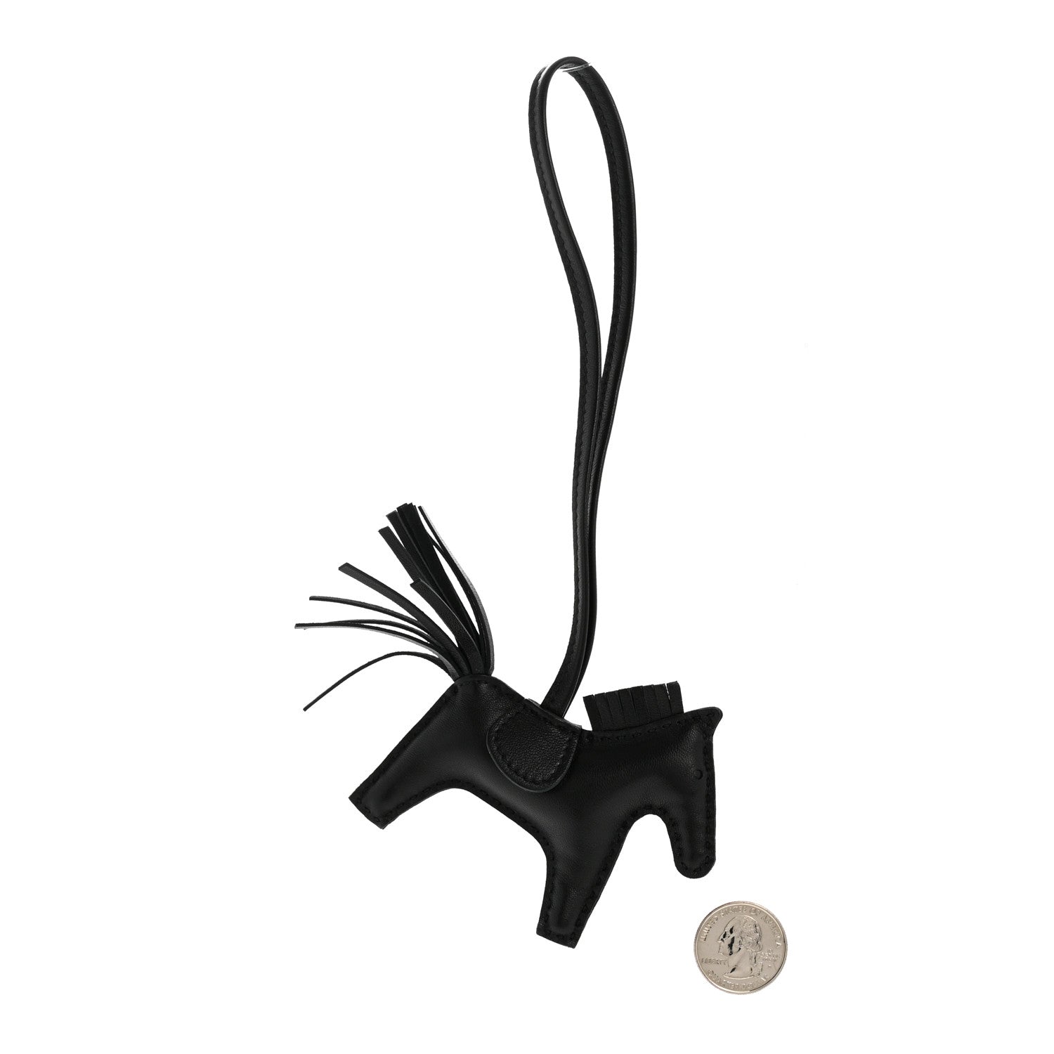 Hermes Milo Lambskin Grigri Rodeo Horse Bag Charm PM So Black 2 of 4