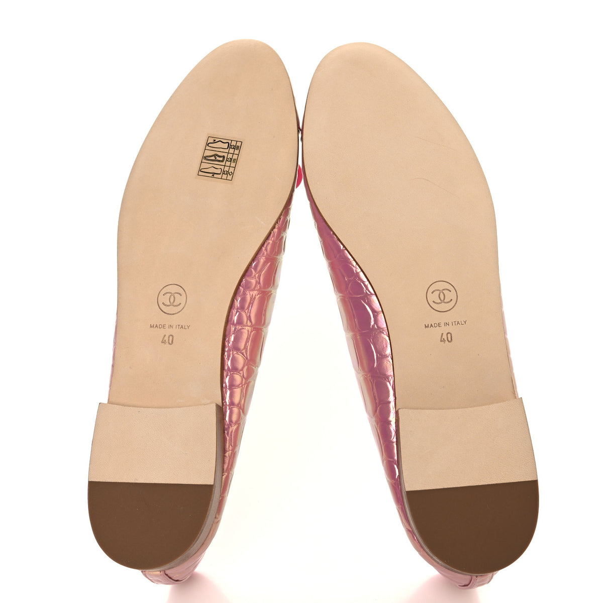 Chanel Iridescent Calfskin Crocodile Embossed Ballerina Flats 40 Pink 6 of 10