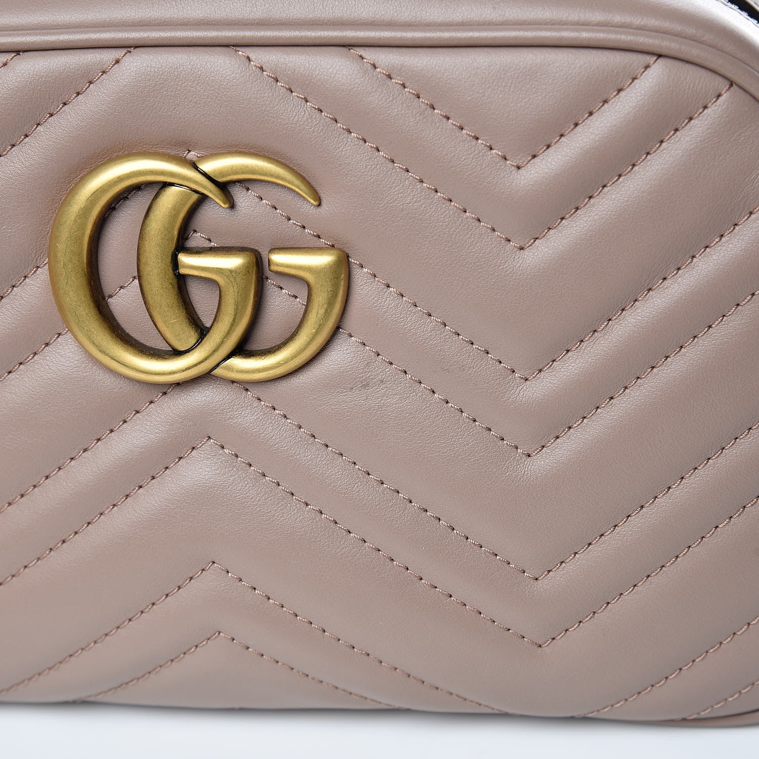 Gucci Calfskin Matelasse Small GG Marmont Chain Shoulder Bag Porcelain Rose 11 of 11