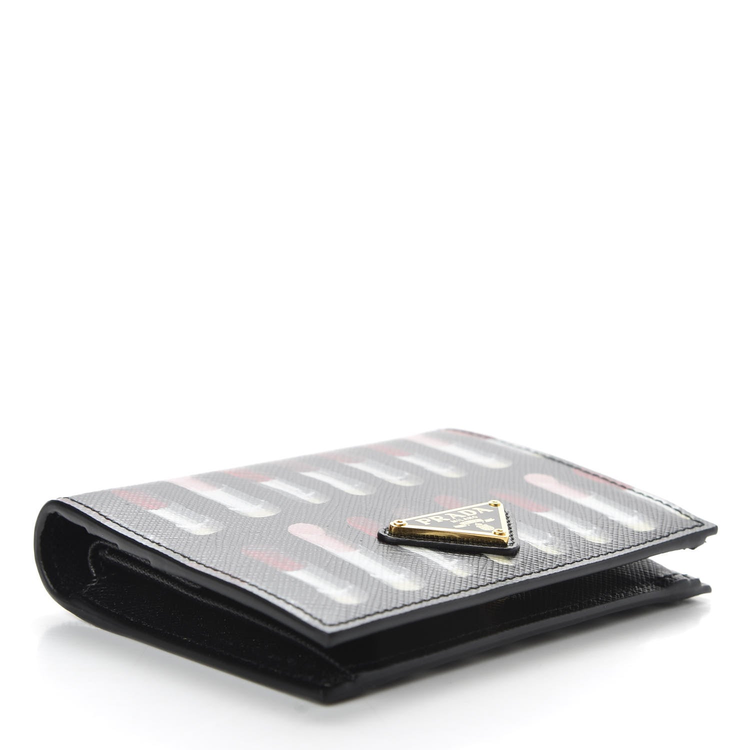 Prada Saffiano Lipstick Print Bi-Fold Wallet Black 4 of 7